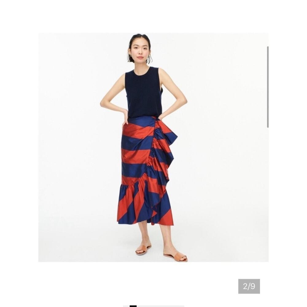 J.Crew Rugby Stripe ruffle faux wrap style skirt 4 - Picture 9 of 14